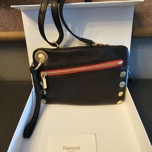 Hammitt Black Wristlet with Red and Gold Accents